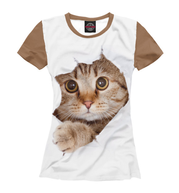 Женская футболка с изображением Котёнок цвета Белый