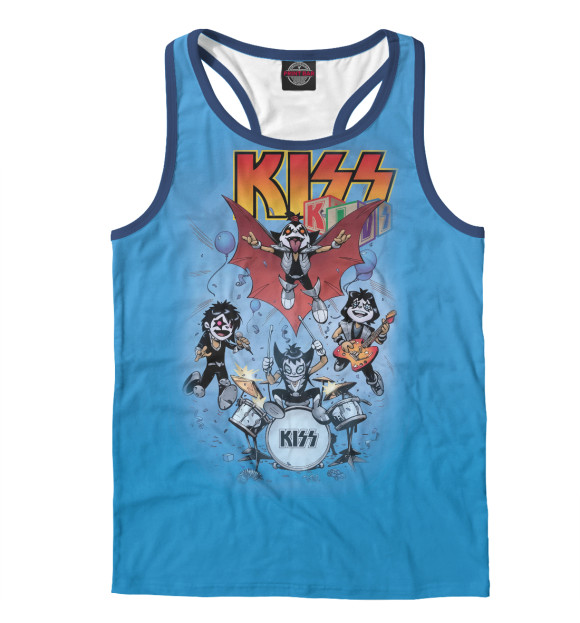 Мужская майка-борцовка с изображением Kiss цвета Белый