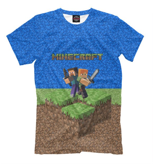 Мужская футболка с изображением Minecraft цвета Грязно-голубой