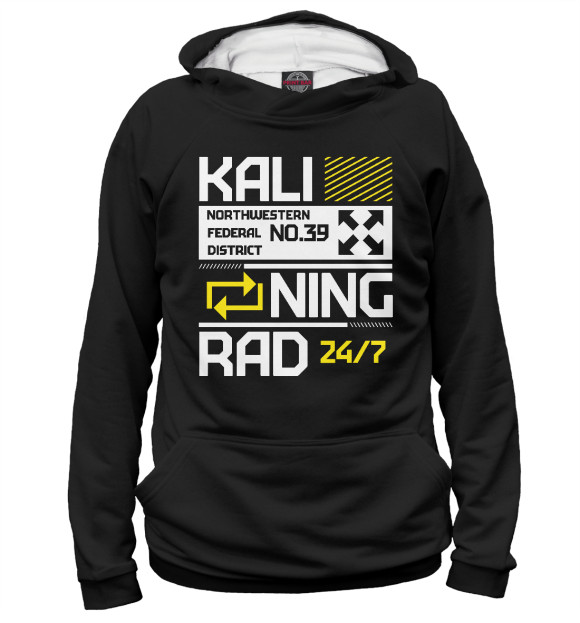 Мужское худи с изображением Калининград Tech цвета Белый