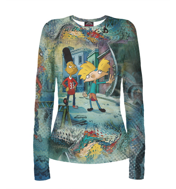 Женский лонгслив с изображением Hey Arnold! цвета Белый