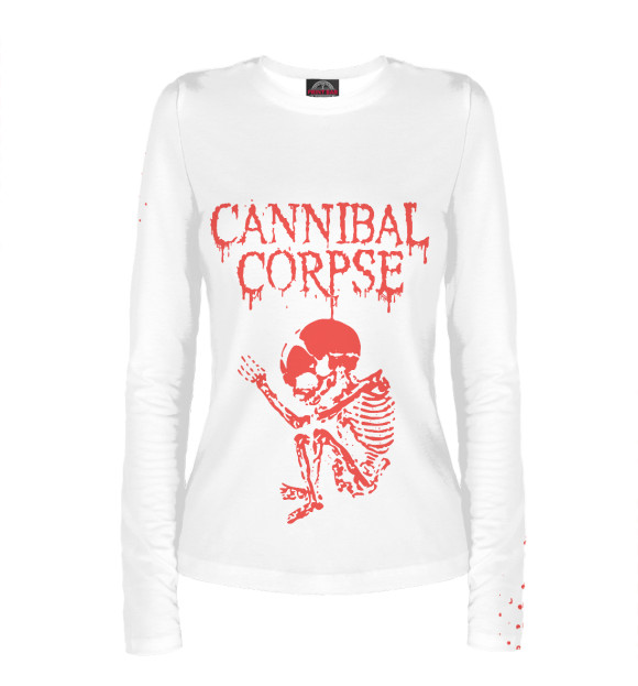 Женский лонгслив с притом Cannibal Corpse цвета Белый Женский лонгслив с изображением Cannibal Corpse цвета Белый