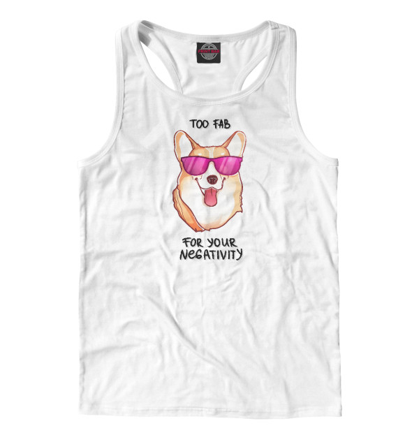 Мужская майка-борцовка с изображением Корги цвета Белый