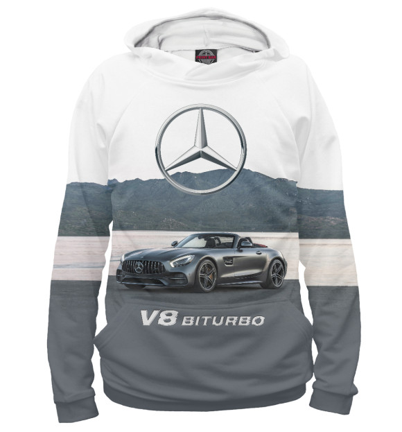 Женское худи с изображением V8 Biturbo цвета Белый