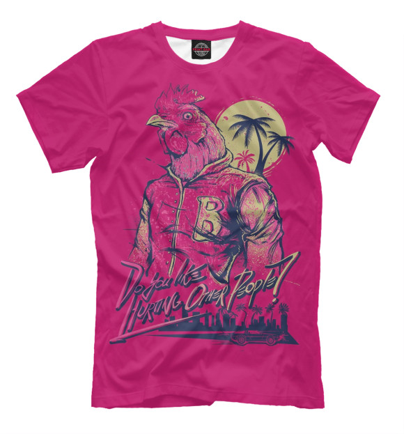 Мужская футболка с изображением Hotline Miami цвета Темно-розовый