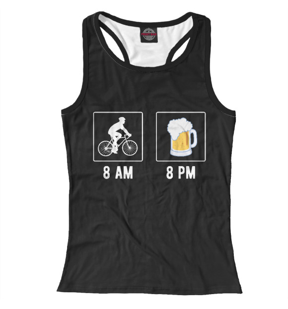 Женская майка-борцовка с изображением Утром - велосипед, вечером - по пиву! цвета Белый