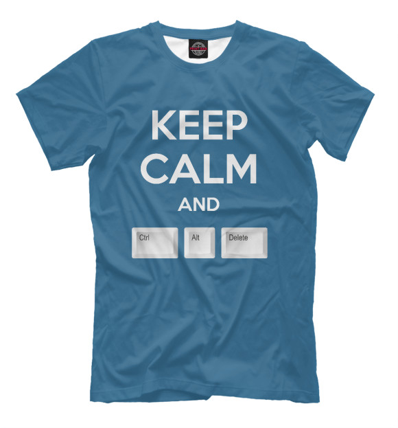 Мужская футболка с изображением Keep calm and Ctrl Alt Delete цвета Белый