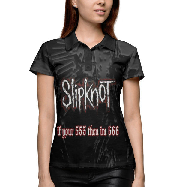Женское поло с изображением Slipknot цвета Белый
