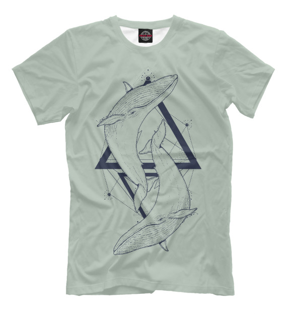 Мужская футболка с изображением Два кита цвета Бежевый