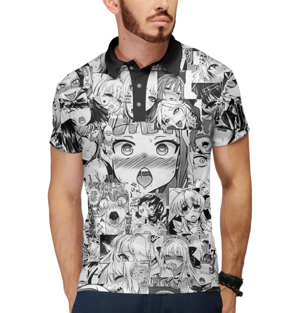 Мужское поло с изображением Ahegao classic цвета Белый