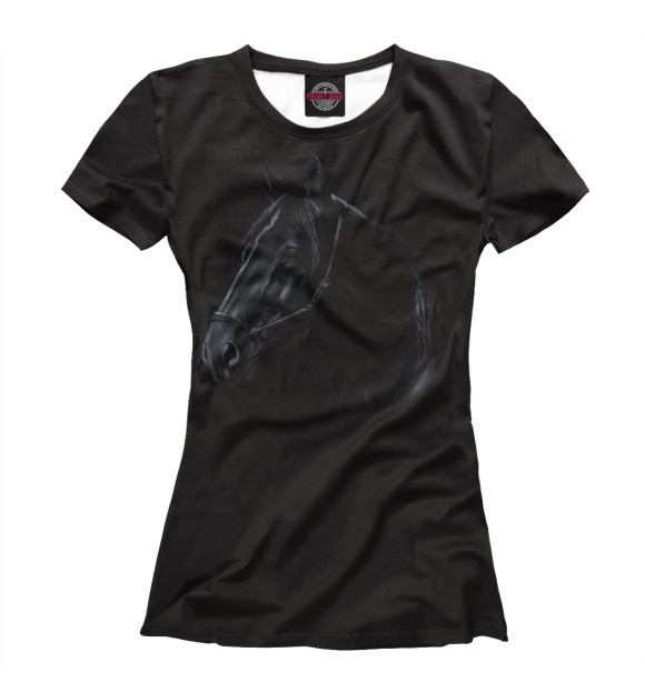 Женская футболка с изображением Black Horse цвета Белый