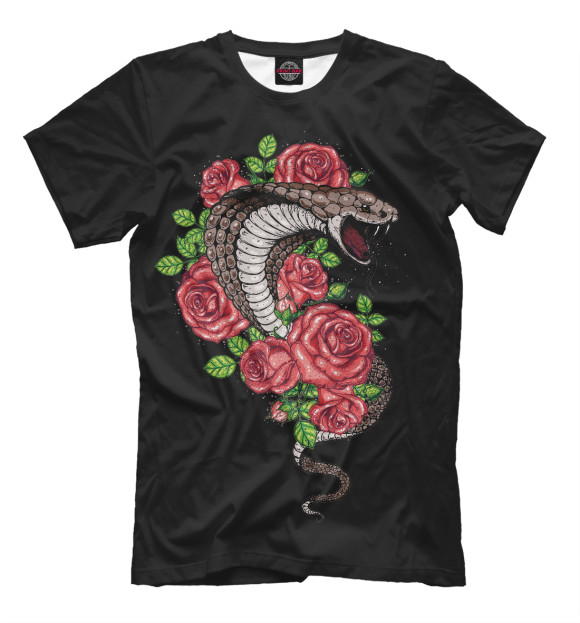 Мужская футболка с притом Кобра цвета Белый Мужская футболка с изображением Кобра цвета Белый