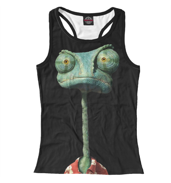 Женская майка-борцовка с изображением Хамелеон Вася цвета Белый