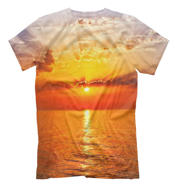 Мужская футболка с изображением Потрясающий закат на море цвета Белый