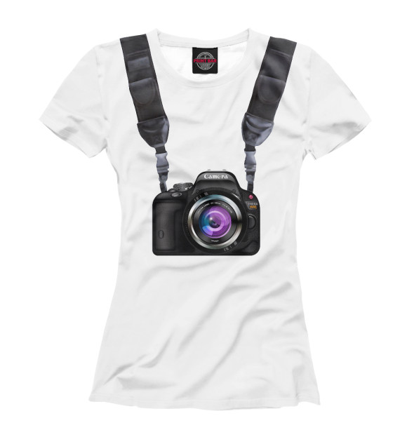 Женская футболка с изображением Фотоаппарат всегда со мной цвета Белый