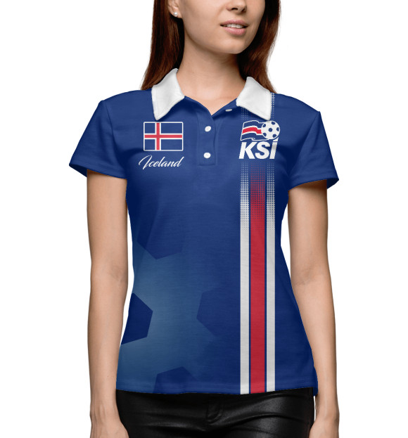 Женское поло с изображением Исландия цвета Белый