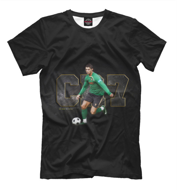 Мужская футболка с изображением Cristiano Ronaldo цвета Черный