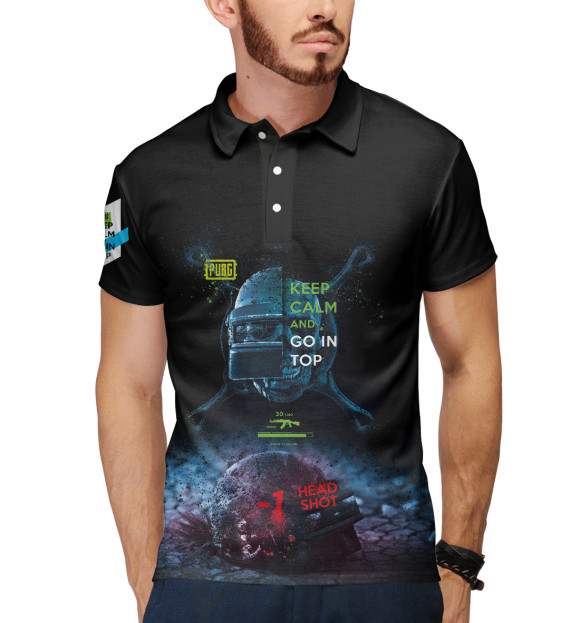 Мужское поло с притом PUBG Head Shot Black цвета Белый Мужское поло с изображением PUBG Head Shot Black цвета Белый