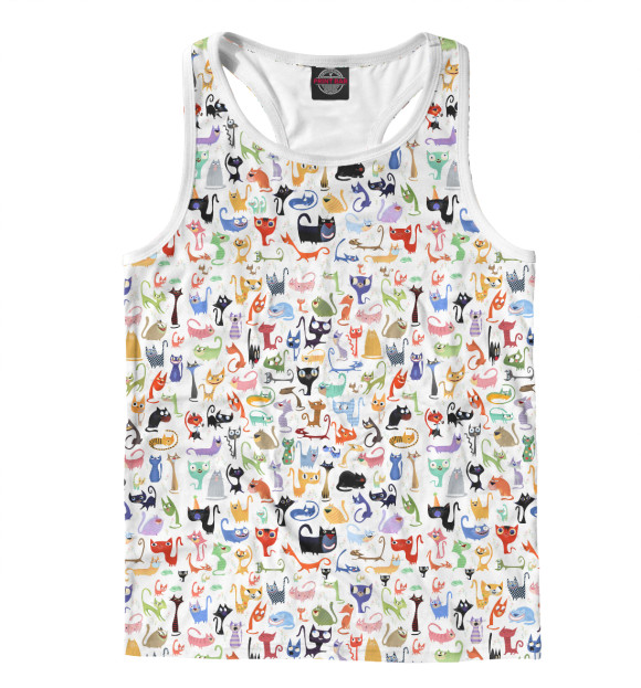 Мужская майка-борцовка с изображением Love Cats цвета Белый