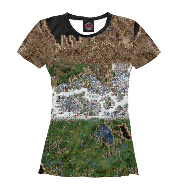 Футболка для девочек с изображением Heroes of Might and Magic 3 Карта цвета Белый