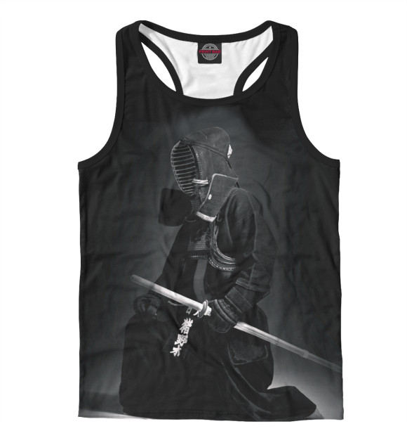 Мужская майка-борцовка с изображением Кендо цвета Белый