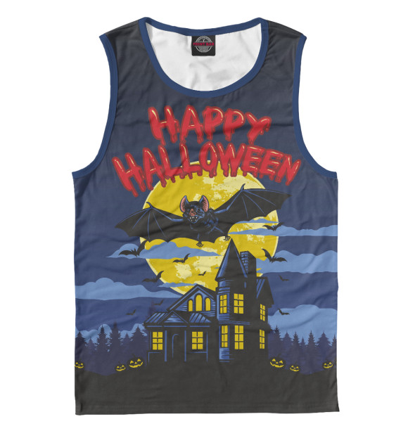 Мужская майка с изображением Happy Halloween цвета Белый