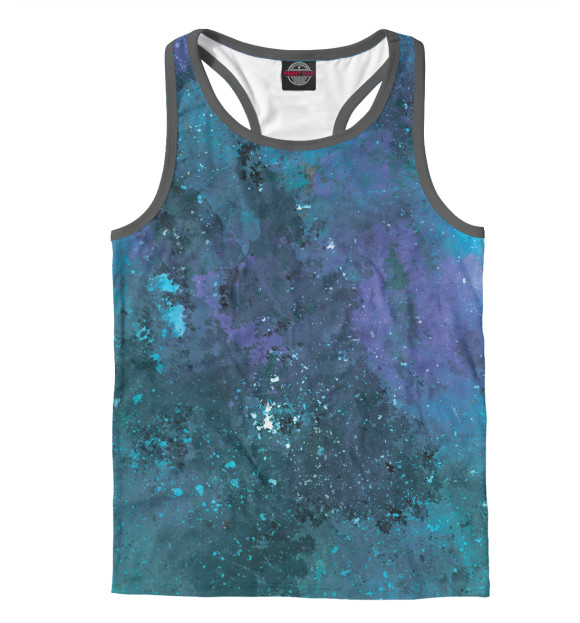 Мужская майка-борцовка с изображением Синяя абстракция цвета Белый