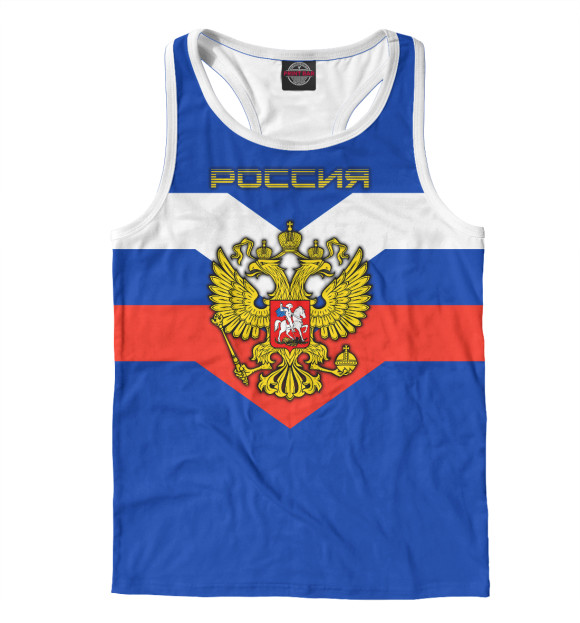 Мужская майка-борцовка с изображением Россия цвета Белый