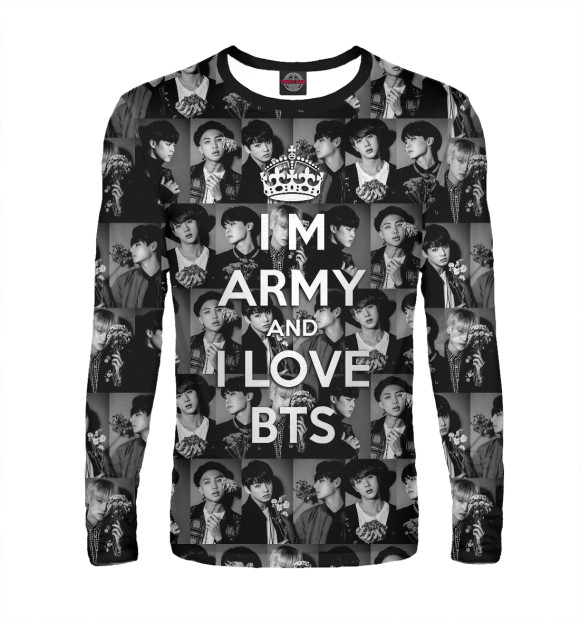 Мужской лонгслив с изображением I am army and I lover BTS цвета Белый