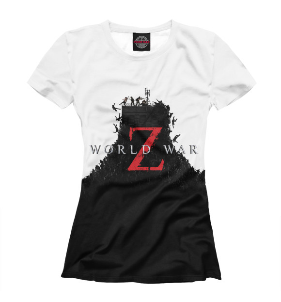 Женская футболка с изображением World War Z цвета Белый
