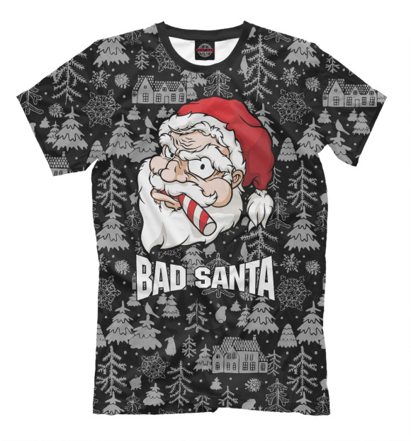 Мужская футболка с изображением Bad santa цвета Белый