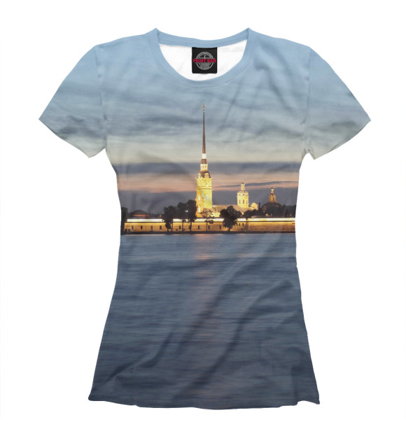 Женская футболка с изображением Петропавловская крепость цвета Белый