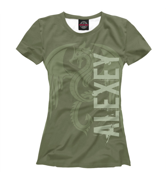 Женская футболка с изображением Алексей и дракон цвета Белый
