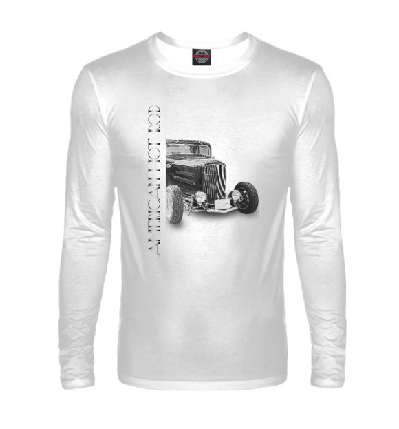 Мужской лонгслив с изображением Outlaw hot rod на белом фоне цвета Белый
