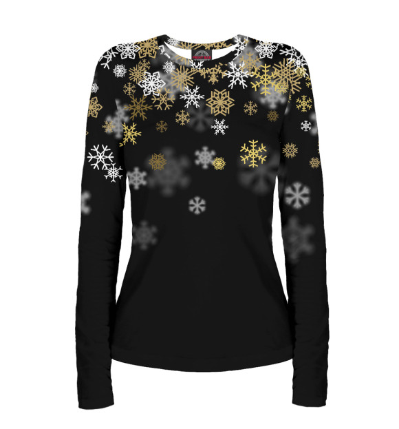 Женский лонгслив с изображением Снежинки цвета Белый