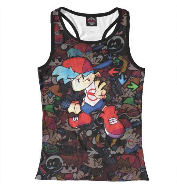 Женская майка-борцовка с изображением Friday Night Funkin парень цвета Белый