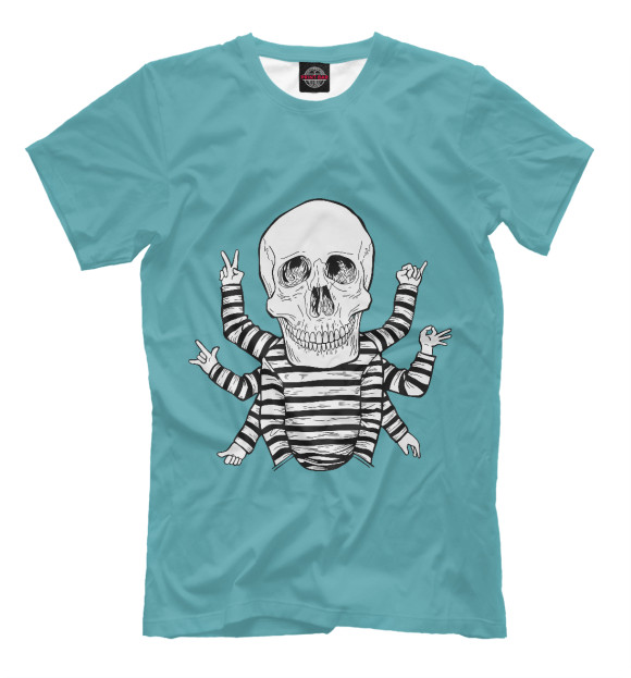 Мужская футболка с изображением Скелет цвета Белый