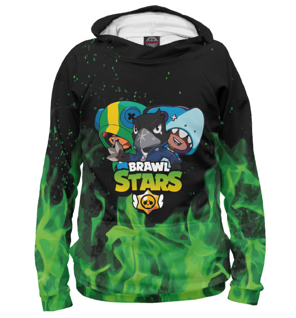 Мужское худи с изображением Brawl Stars trio цвета Белый