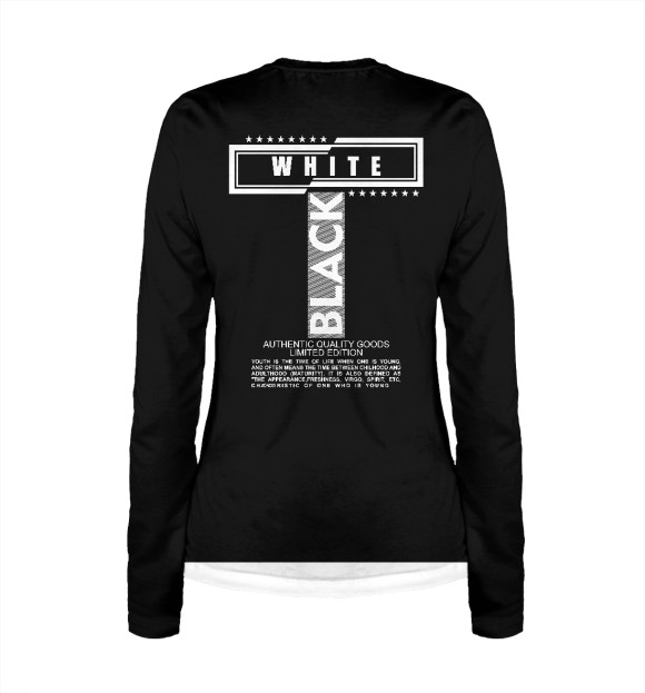 Женский лонгслив с изображением Black and white 091 цвета Белый