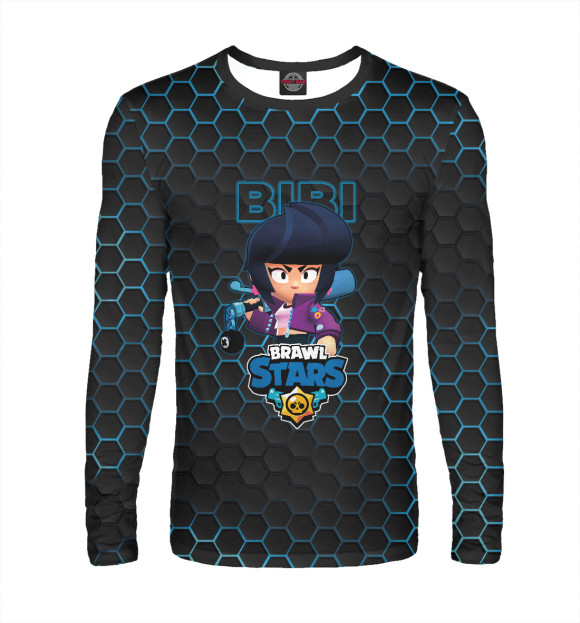 Мужской лонгслив с притом Биби. Brawl Stars цвета Белый Мужской лонгслив с изображением Биби. Brawl Stars цвета Белый