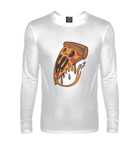 Мужской лонгслив с изображением Pizza monster цвета Белый
