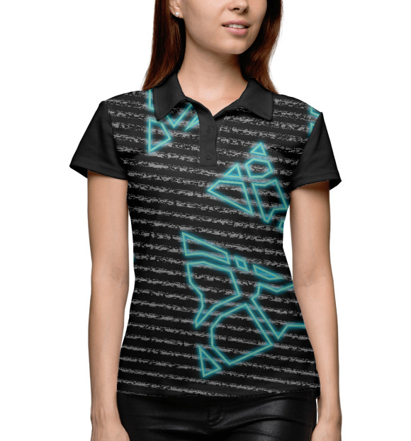 Женское поло с изображением Неоновые фигуры цвета Белый