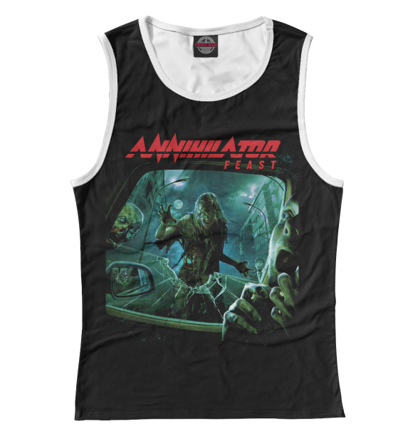 Женская майка с изображением Annihilator цвета Белый