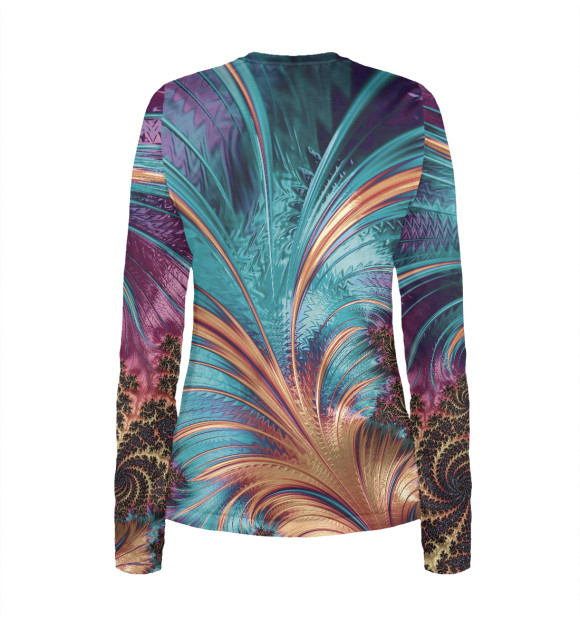 Женский лонгслив с изображением Floral fractal pattern цвета Белый