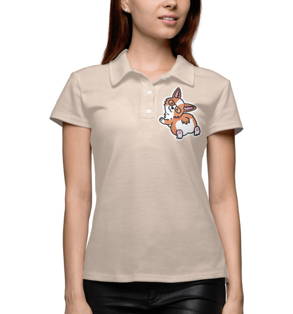 Женское поло с изображением Милый корги цвета Белый