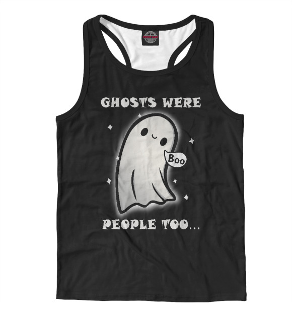 Мужская майка-борцовка с изображением Призрак цвета Белый