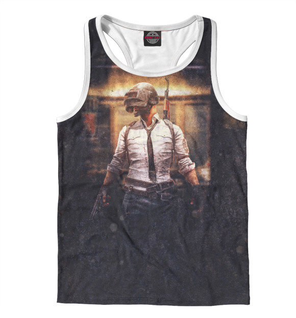 Мужская майка-борцовка с изображением PUBG цвета Белый