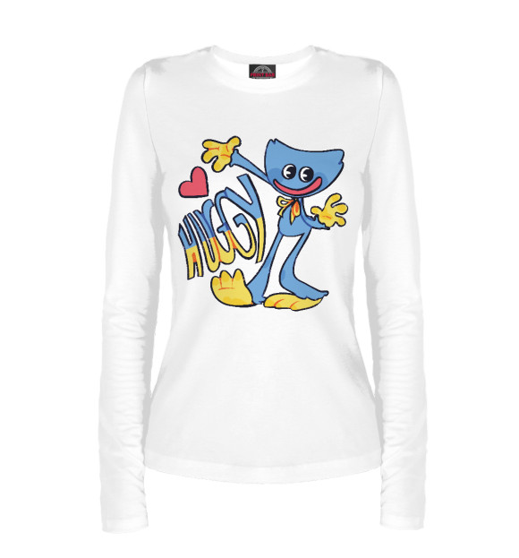 Женский лонгслив с изображением Поппи Плейтайм - Хагги цвета Белый