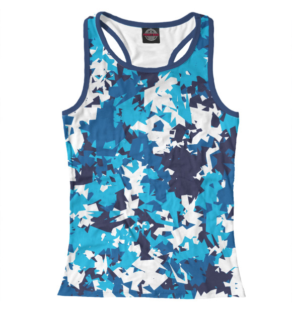 Женская майка-борцовка с изображением Сине-Бело-Голубой камуфляж цвета Белый