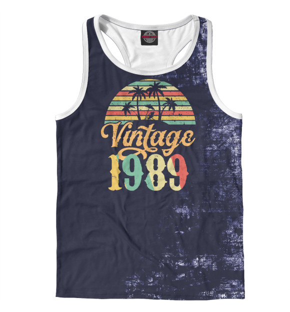 Мужская майка-борцовка с изображением Happy Birthday 1989 цвета Белый